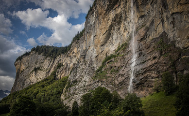 Fototapeta na wymiar Panorama of Lauterbrunnen valley in the Bernese Alps, Switzerland.