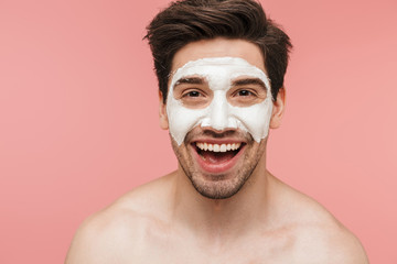 Beauty portrait of a handsome shirtless brunette man