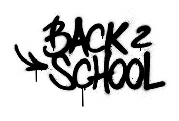 graffiti back to 2 school text sprayed in black over white