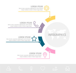 Unique vector infographic flat template circles with four sectors, labels. Business concept with 4 options. For brochure, step for step, timeline, workflow, marketing, diagram, graph, presentation