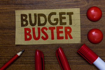 Handwriting text writing Budget Buster. Concept meaning Carefree Spending Bargains Unnecessary...