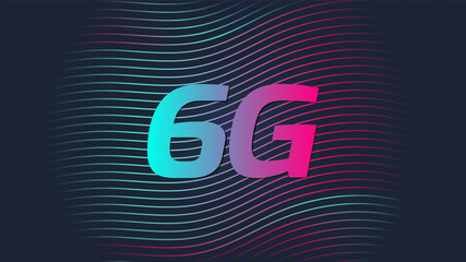 6G and abstract contour lines on background. 