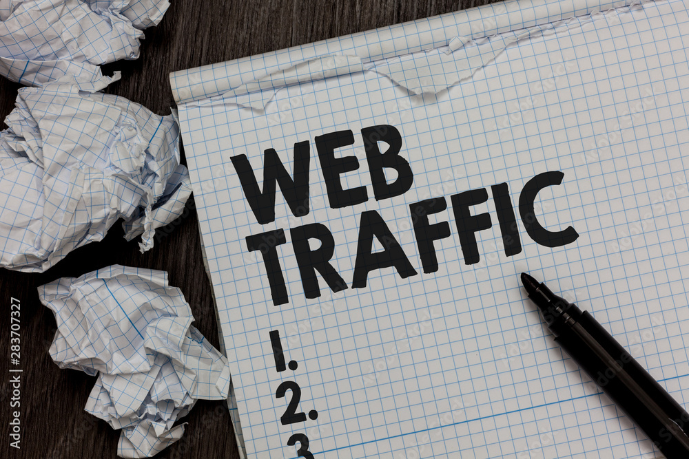 Poster text sign showing web traffic. conceptual photo amount of data sent and received by visitors to a we
