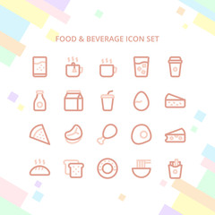 Food & beverage icon set in line style