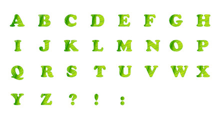 The green plant alphabet , letters cut of the background of green sheet