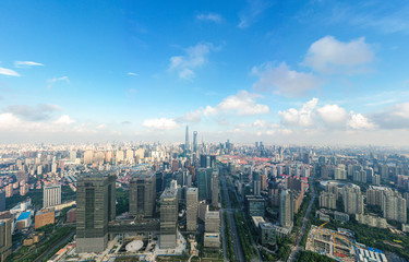 Naklejka na ściany i meble panoramic city skyline in shanghai china