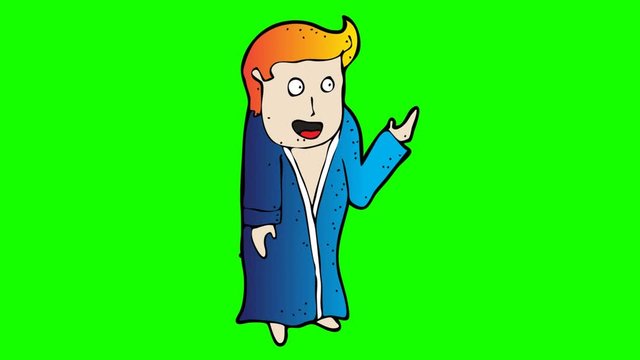 animated adult male character. green screen 2D animation