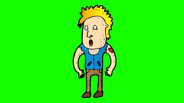 animated teenage boy character . green screen 2D animation