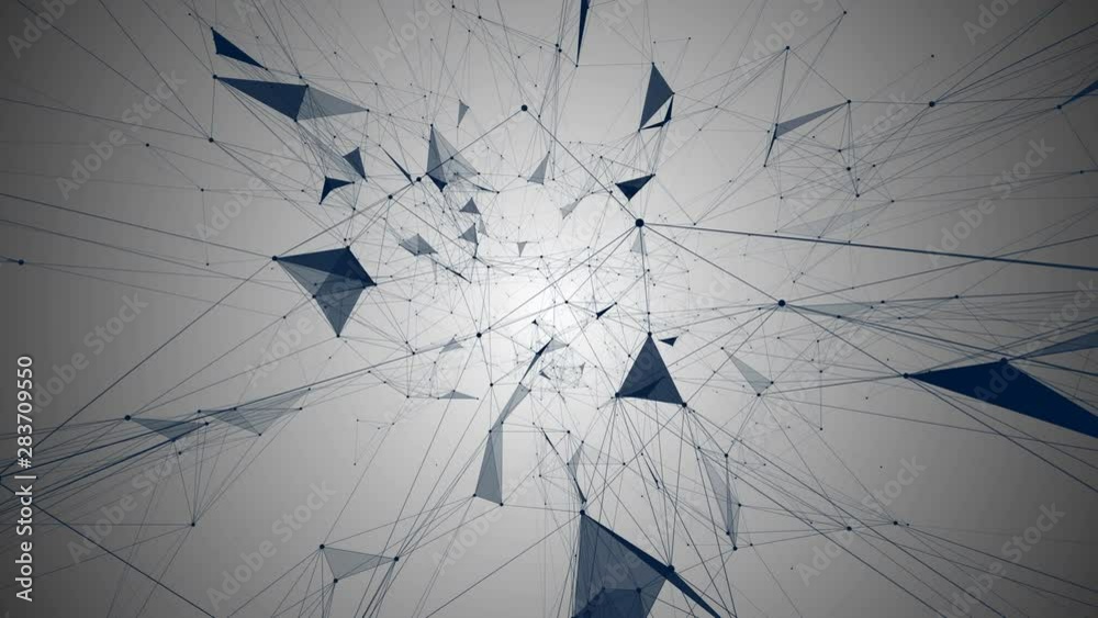 Wall mural plexus abstract technology and engineering background with original organic motion. dotted particle 