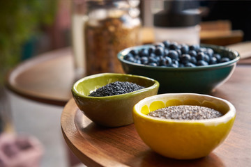 beautiful ceramic plate with delicious blueberries