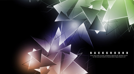 abstract background with glowing triangles that overlap. isolated black background. vector illustration of eps 10