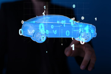 digital car technology smart in virtuel room
