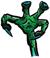 Fototapeta premium A Cartoon Claw Zombie Hand Reaching Out of the Ground Illustration Vector
