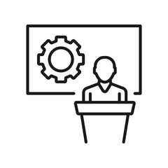 optimization conference - minimal line web icon. simple vector illustration. concept for infographic, website or app.