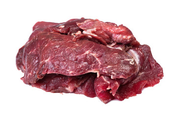 Pieces of raw beef meat