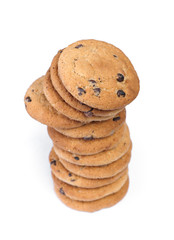 Tower of oatmeal cookies with chocolate chip