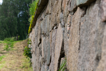 Stone wall on the island Isegran in Fredrikstad Norway