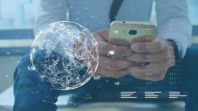 Globe spinning with data and connection network
