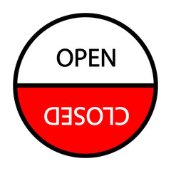 Open closed sign. Round sign