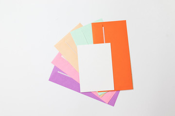 Many postal color envelopes. Mockup for business mail, blogging and office correspondence.