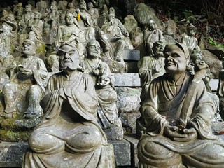 Buddha statues close up