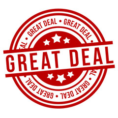 Great Deal Stamp. Red Vector Badge.