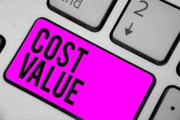 Text sign showing Cost Value. Conceptual photo The amount that usualy paid for a item you buy or...