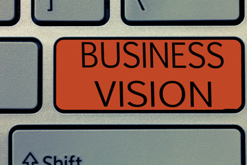 Writing note showing Business Vision. Business photo showcasing grow your business in the future based on your goals.