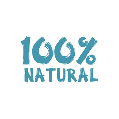 100% Natural Vector Lettering Stamp vector Illustration.