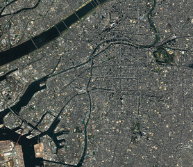 High resolution Satellite image of Osaka, Japan (Isolated imagery of Japan. Elements of this image...