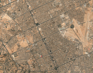 High resolution Satellite image of Riyadh, Saudi Arabia (Isolated imagery of Saudi Arabia. Elements of this image furnished by NASA)