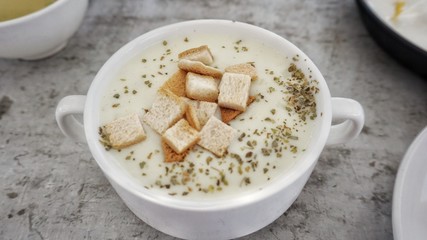 Close up mushroom cream soup