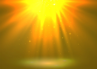 Abstract magic light background. Golden holiday burst.