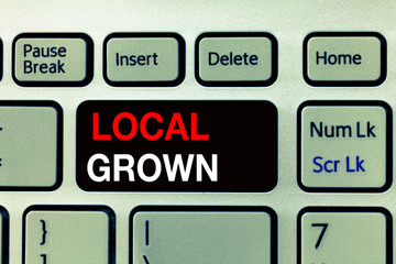 Conceptual hand writing showing Locally Grown. Business photo text Produced Agricultural...