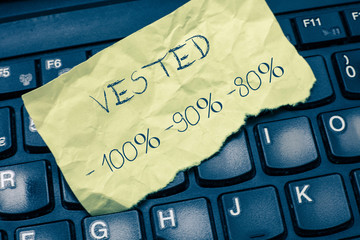 Text sign showing Vested 100 90 80. Conceptual photo Eligible for Retirement Benefit based on years of Service.