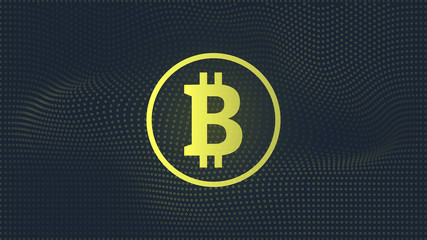 Bitcoin sign on abstract dots on background