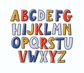 Fun modern hand-drawn bulky doodle uppercase alphabet.