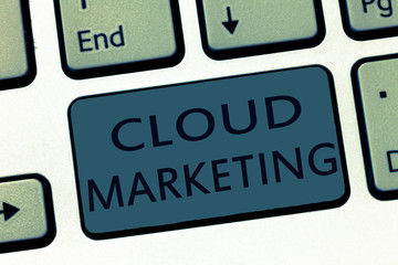 Word writing text Cloud Marketing. Business concept for The process of an organisation to market their services.