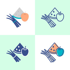 Vegetables and fruits icon in flat and line style