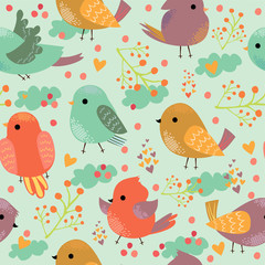 vector seamless pattern with cute birds. baby packaging design