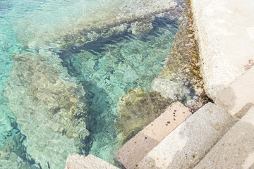 turquoise Mediterranean sea waters on the beaches of the island of Mallorca, Balearic Islands, Spain