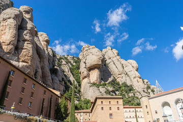 Sanctuary of Our Lady of Montserrat, place of worship on top of the mountain. Montserrat is a rock massif traditionally considered the most important and significant mountain in Catalonia, Spain