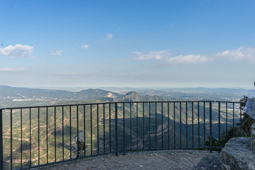 Sanctuary of Our Lady of Montserrat, place of worship on top of the mountain. Montserrat is a rock massif traditionally considered the most important and significant mountain in Catalonia, Spain