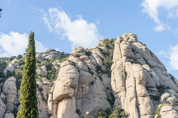 Sanctuary of Our Lady of Montserrat, place of worship on top of the mountain. Montserrat is a rock massif traditionally considered the most important and significant mountain in Catalonia, Spain