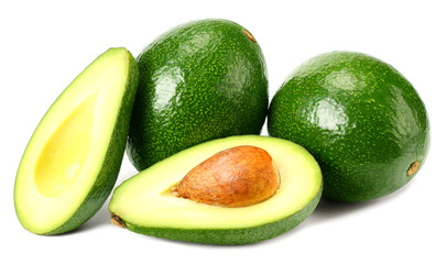 fresh avocado with slices isolated a on white background