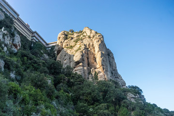 Sanctuary of Our Lady of Montserrat, place of worship on top of the mountain. Montserrat is a rock massif traditionally considered the most important and significant mountain in Catalonia, Spain