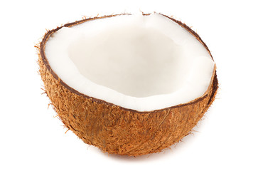 half of coconut isolated on white background