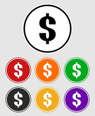 isolated Dollar sign icon on background,vector. 