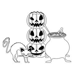 halloween october scary celebration cartoon in black and white