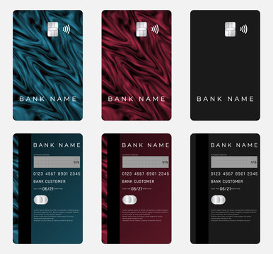 Realistic Portrait Bank Card Template. Colorful Background. 